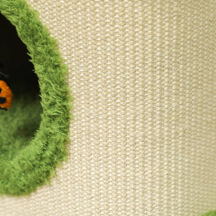 Cat scratching post with caves, sisal, toy, green, 76 cm