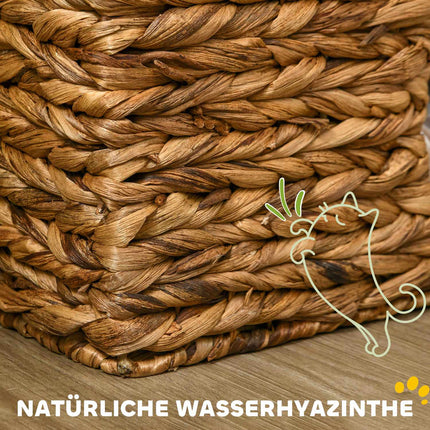 Cat Barrel Tower, 76 cm, 3 caves, water hyacinth, light brown
