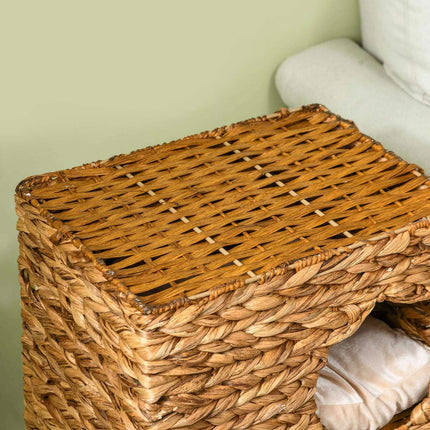 Cat Barrel Tower, 76 cm, 3 caves, water hyacinth, light brown