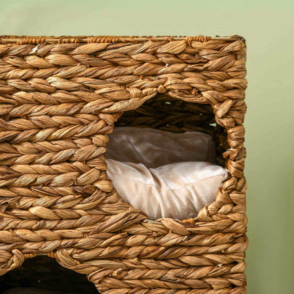 Cat Barrel Tower, 76 cm, 3 caves, water hyacinth, light brown