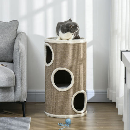 Cat Scratching Tower, 3 levels, sisal and plush, 70 cm