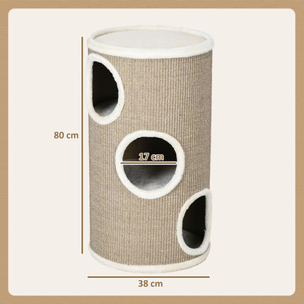 Cat Scratching Tower, 3 levels, sisal and plush, 70 cm