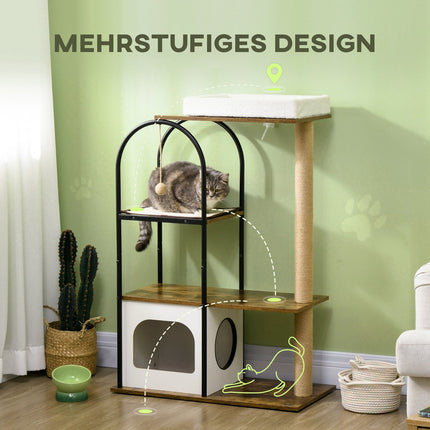 Cat tree 118.5 cm with cave, bed & scratching mat