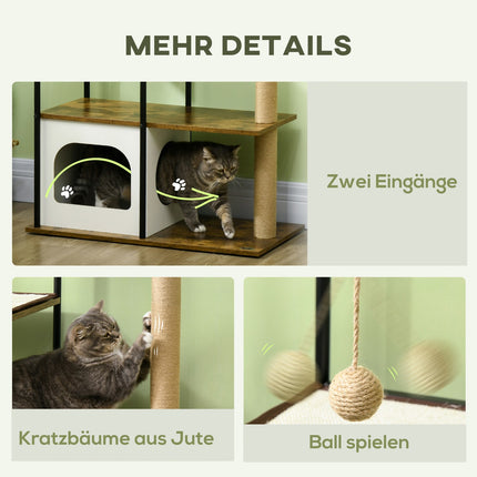Cat tree 118.5 cm with cave, bed & scratching mat