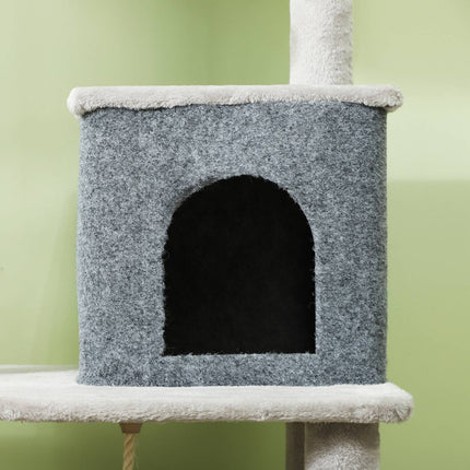 Cat tree with cave, sisal poles & play ball, 132 cm