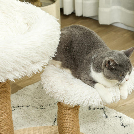 Cat scratching post with play ball, beds, for cats <5 kg