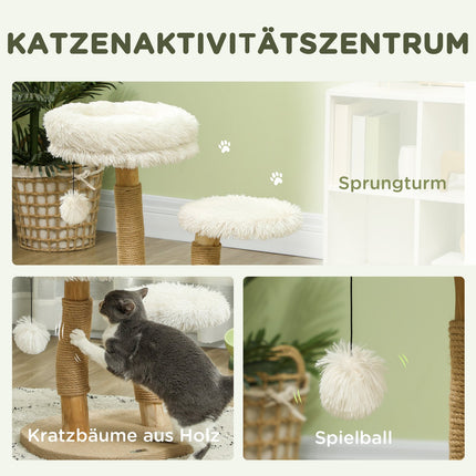 Cat scratching post with play ball, beds, for cats <5 kg