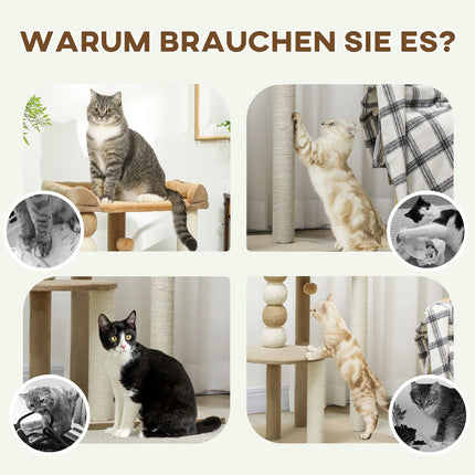 Cat tree with bed, platform and jute posts for 7 kg cats