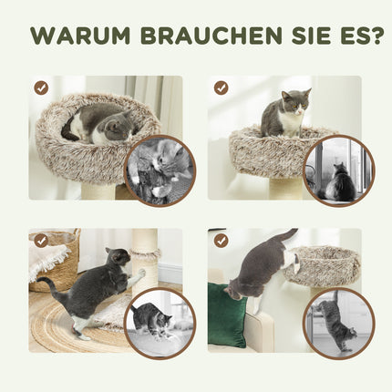 Cat tree with bed - 87 cm high, sisal, for cats up to 6 kg