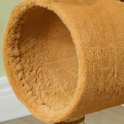 Scratching post 98 cm cat tower in deer design, with cave, play ball, jute trunks brown