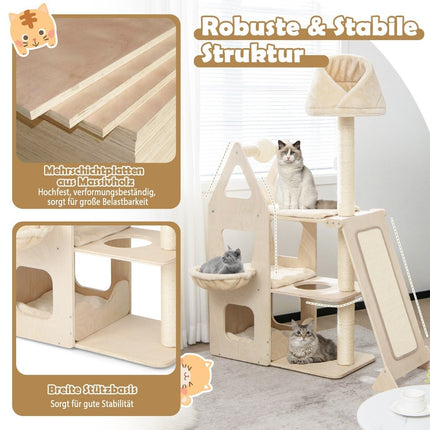 Scratching post cat paradise made of wood 111 x 42 x 155 cm natural
