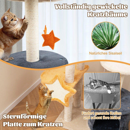 Scratching post cat tree with cat cave & plush seat & toys & toys & platforms 60 x 41 x 128 cm
