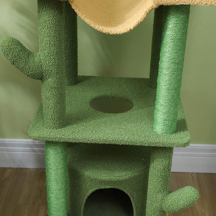High ceiling cat tree 225-255cm with cave & basket - green