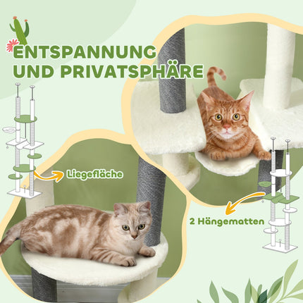 Cat tree with high ceiling, 225-255 cm, with hammocks and baskets