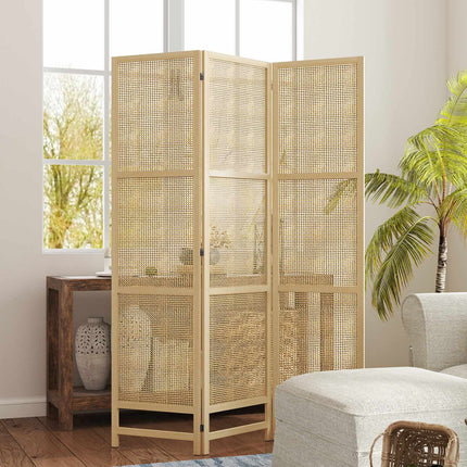 Foldable 3-panel rattan room divider - 135x180 cm Privacy screen