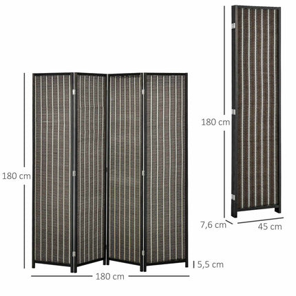 Bamboo room divider, 4-panel, 180x180 cm, Foldable Brown