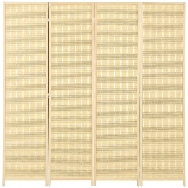 Scherm 4-delig 180 x 180 cm ruimteverdeler van bamboe, opvouwbaar privacyscherm, scheidingswand voor woonkamer, naturel