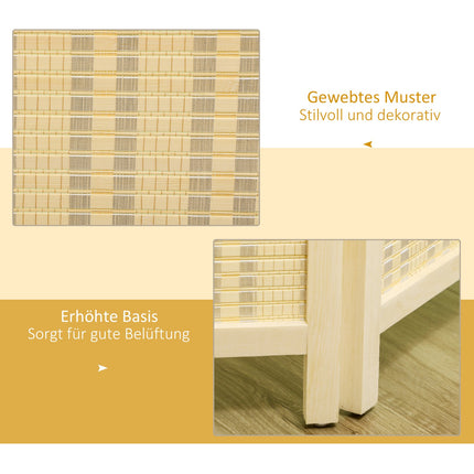 Bamboo room divider, foldable privacy screen, natural 180x180 cm