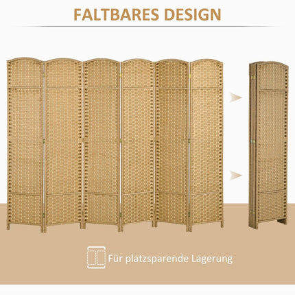Bamboo Room Divider 6 Panel Natural Folding Privacy Screen