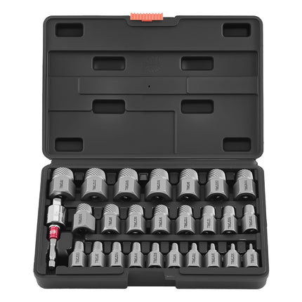 Screw Extractor Set, 27-Piece Cr-Mo Steel With Case