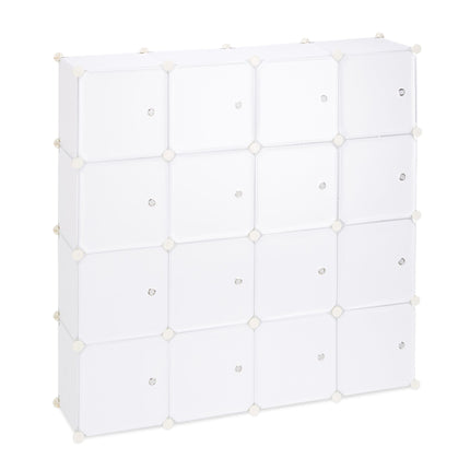 Screwless plastic shelf with 16 compartments