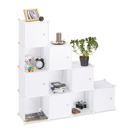 Screwless plastic shelf with 16 compartments