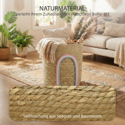 Seagrass Storage Basket, 24.7L, Rainbow Design