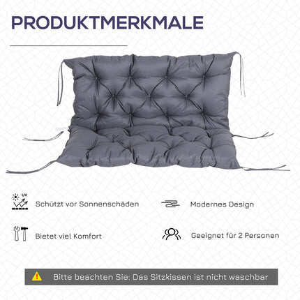 Garden bench seat cushion, 100x98x8 cm, dark gray cotton