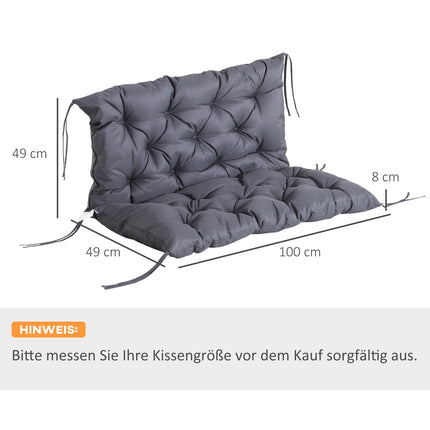 Garden bench seat cushion, 100x98x8 cm, dark gray cotton