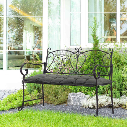 Chair cushion with tie, 100x40cm, washable, dark grey