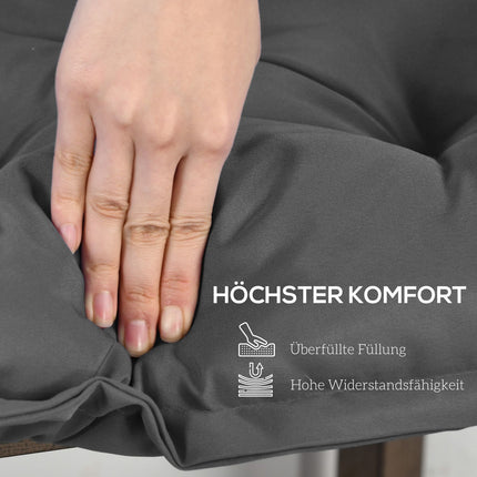 Chair cushion with tie, 100x40cm, washable, dark grey