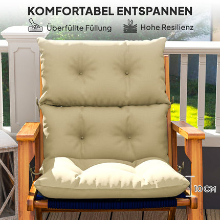 Beige water-repellent seat cushion, 115x56 cm, 10 cm thick