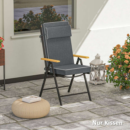 Water-repellent seat cushion with ties, dark grey, 120x47 cm