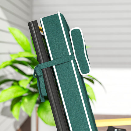 Water-repellent green seat cushion with ties - 120x47x9.5 cm