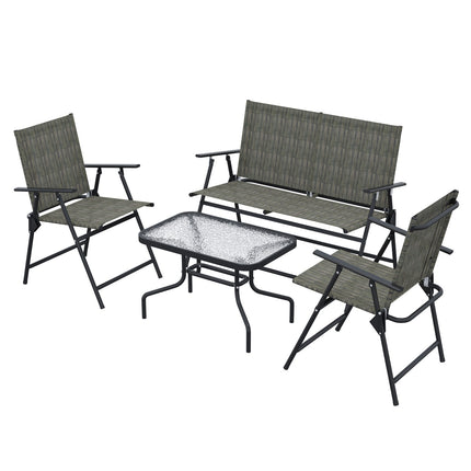 4-piece folding metal garden furniture set, brown