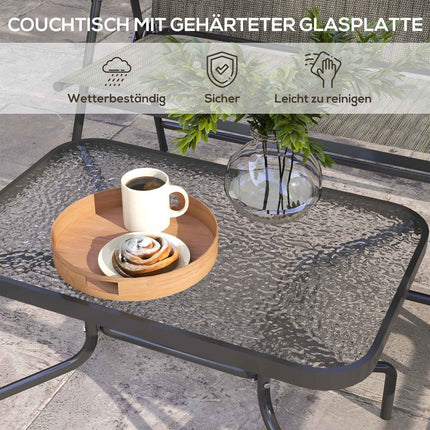4-piece folding metal garden furniture set, brown