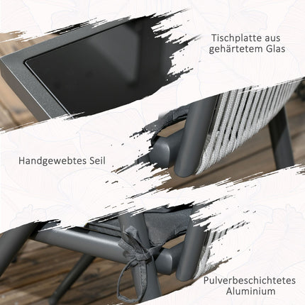 5-part dark gray patio, table and chairs, umbrella hole