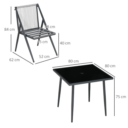 5-part dark gray patio, table and chairs, umbrella hole