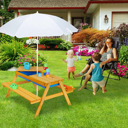Seating group for children Wood with parasol
