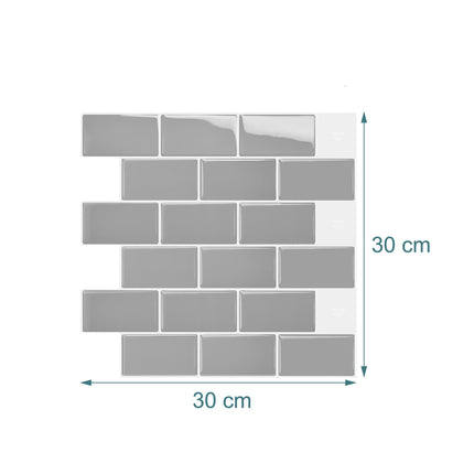 Self-Adhesive 3D Wall Tiles, 30x30 cm, Metro Design