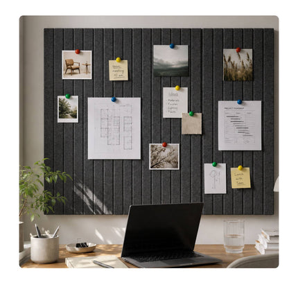Self-Adhesive Felt Pinboard, Dark Gray, 120 x 90 cm