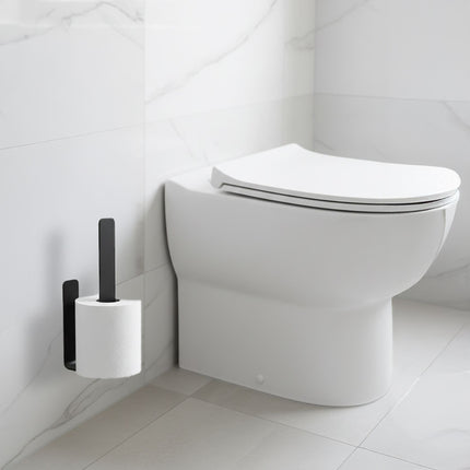 Self-Adhesive Toilet Roll Holder, Matte Black, Holds 2 Rolls