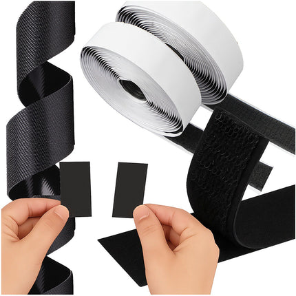 Self-Adhesive Velcro Tape, Black, 5m x 2.5cm