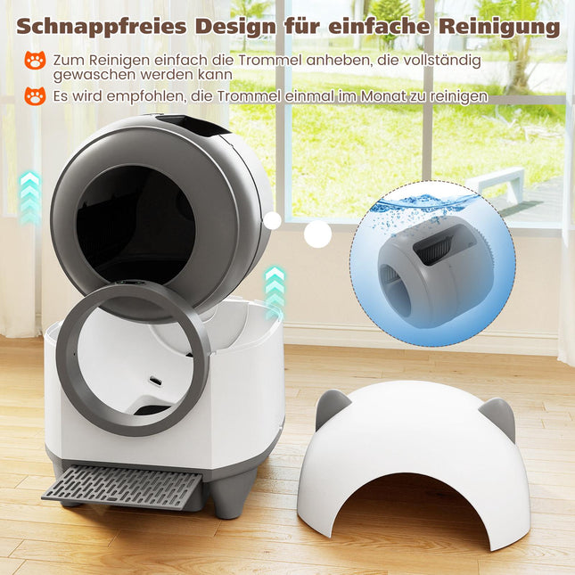 Self-Cleaning Cat Litter Box, 80L, App-Controlled, Odor Control
