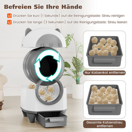 Self-Cleaning Cat Litter Box, 80L, App-Controlled, Odor Control