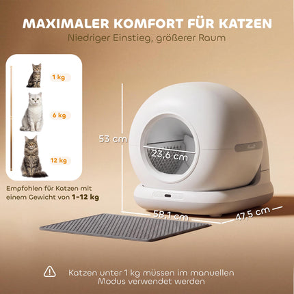 Self-Cleaning Cat Litter Box, XL 72L with HD Camera & App Control