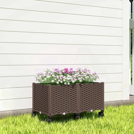 Self-Watering Raised Garden Bed with Wheels, Plastic