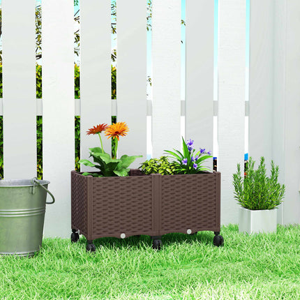 Self-Watering Raised Garden Bed with Wheels, Plastic
