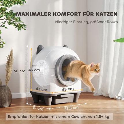 Self-Cleaning Cat Litter Box with App Control, 80L Capacity