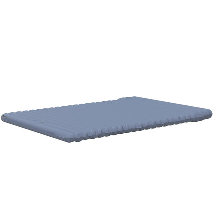 Self-inflating camping sleeping mat for 2, foot pump, blue